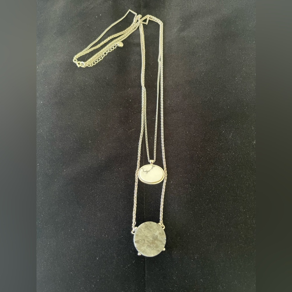 Loft Double Hung Silver Pendant Necklace With Stones